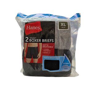 Hanes Tagless XL Boxer Briefs 2-Pack 40-42" Soft & Breathable Wicking Cool Comfo